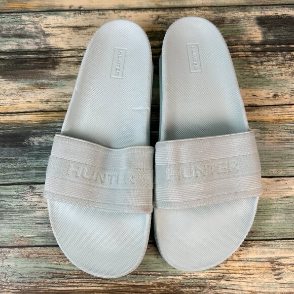 HUNTER Original Elastic Slide Sandal Sz 8 Light Blue Lightweight Casual Slip On - Picture 3 of 11
